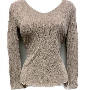 J Jill Top Beige Nude Crochet Knit Blouse XS P